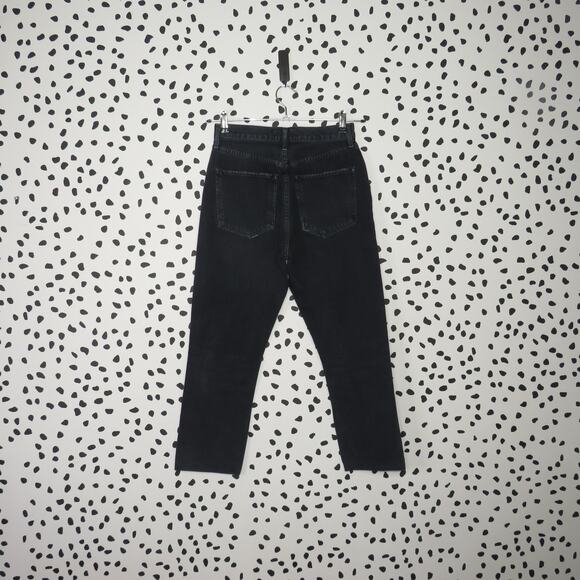Agolde Black Wash Riley High Rise Cropped Straight Leg Jeans - Picture 5 of 11